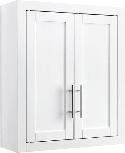 Crosley Furniture Savannah Wall Mounted Bathroom Storage Medicine Cabinet with Shelves, White