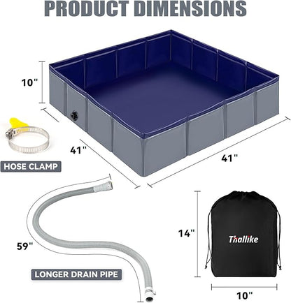 Upgraded Portable Shower Pan, 41" x 41" x 10" Outdoor Shower Base with Detachable Drain Pipe, Foldable Camping Shower Base for Beach, RV, and Indoor