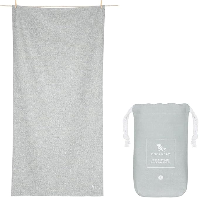 Dock & Bay Beach Towel - Quick Dry, Sand Free - Compact, Lightweight - 100% Recycled - Includes Bag - Set of 6 - Essentials, Large (160x90cm, 63x35)