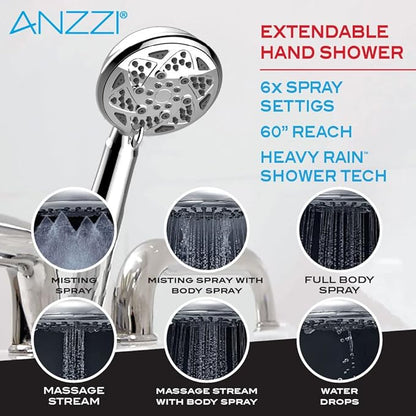 ANZZI Walk In Tub 53" x 27" Left-Drain Bathtub, Air & Whirlpool Massage Jets, Quick Fill with 6‑Setting Handheld Shower, Aromatherapy, Bath Pillow, LED Light | 2753FLWL