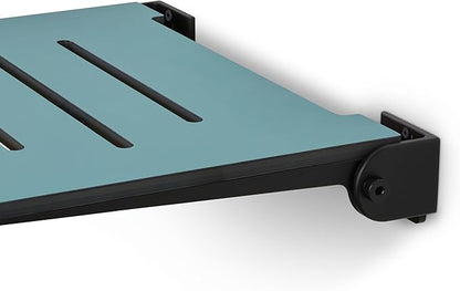 18 inch Silhouette Slimline Folding Wall Mount Shower Bench Seat, Teal Seat with Matte Black Frame