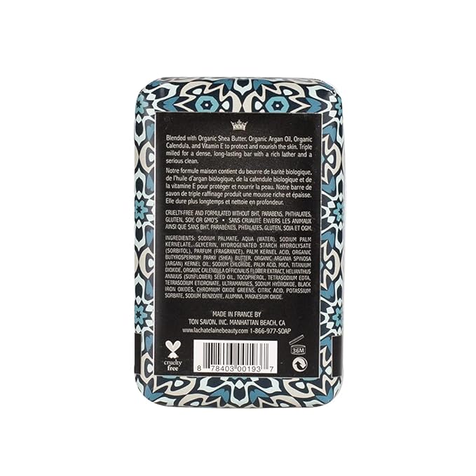 La Chatelaine Shea Butter Bar Soap| Natural and Organic |Triple Milled | Made in France | Unisex, Men, Women | Large (Deep Blue Sea)