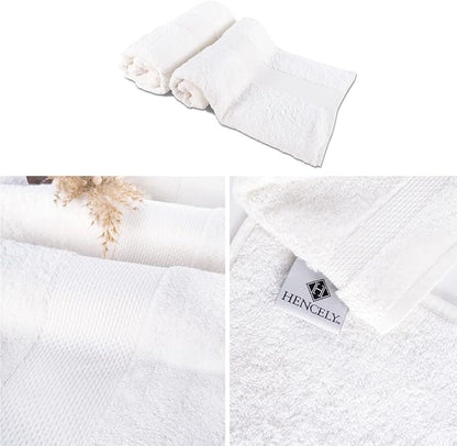 Hencely Luxury Hand Towel - Set of 2 (16x28 Inches) - Soft Turkish Cotton, Absorbent, Quick-Drying Face, Body, Kitchen, and Bathroom Towel (Hand Towels 2 Pack, White)