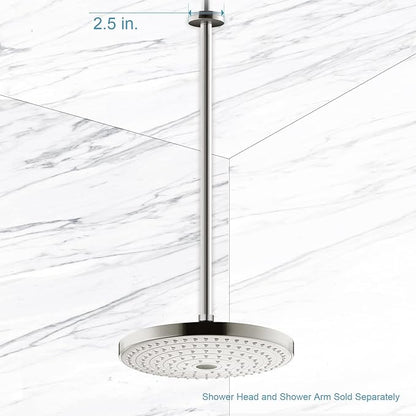 OFFO Shower Arm with Flange, 24 in Brushed Nickel Ceiling Mount Replacement Rain Shower Head Straight Arm Ceiling-Mounted For Fixed Shower Head & High Pressure Rain