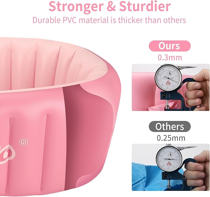 Swimbobo Inflatable Baby Bath Tub Portable Foldable Travel Mini Swimming Pool Helps Infants to Toddler Tub (Pink)