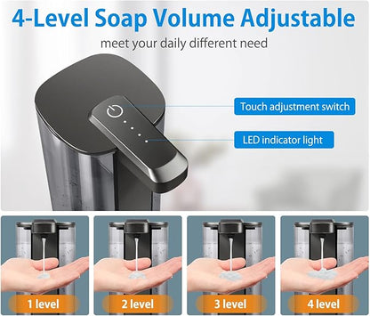 Automatic Liquid Soap Dispenser, Rechargeable, Touchless, 17oz/500ml with 4 Adjustable Soap Levels, Wall Mount & Waterproof, Liquid Hand/Dish Soap Dispenser for Bathroom Kitchen