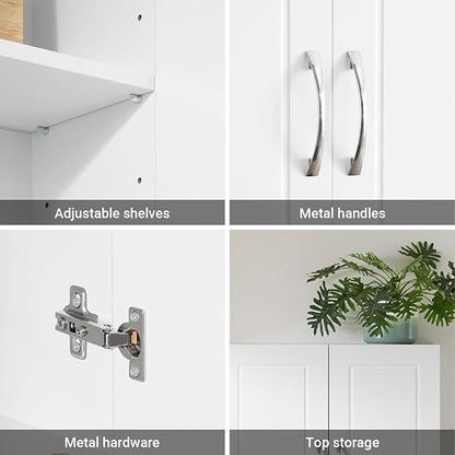SoBuy Narrow Bathroom Wall Cabinet, Over The Toilet Storage Cabinet, Bathroom Wall Cabinet with Doors and Adjustable Shelves, Medicine Cabinet Organizer for Small Bathroom Storage, White FRG231-T-W