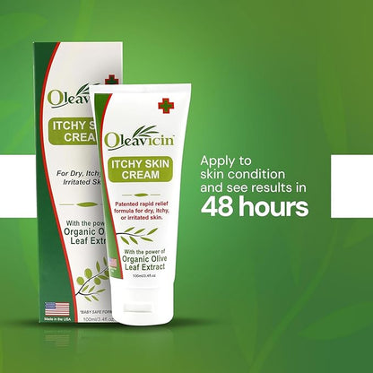 Oleavicin Extra Strength Anti-Itch Cream (2 Pack) for Dry, Itchy Skin Relief – Natural Fungal & Rash Treatment with Olive Leaf Extract – Fast-Acting, Long-Lasting Itch Relief
