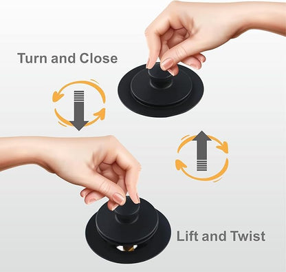 Black Bathtub Drain Conversion Kit Assembly with Single Hole Overflow Faceplate, Wellup All Metal Lift and Turn Tub Drain Twist Trim Kit with Universal Fine/Coarse Thread(Matte Black)