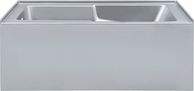 Voltaire 60" x 32" Left-Hand Drain Alcove Bathtub with Apron and Armrest in Matte Grey