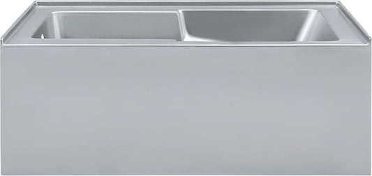 Voltaire 60" x 32" Left-Hand Drain Alcove Bathtub with Apron and Armrest in Matte Grey