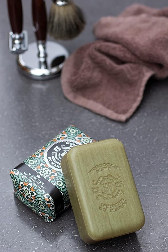 La Chatelaine Shea Butter Bar Soap| Natural and Organic |Triple Milled | Made in France | Unisex, Men, Women | Large (Moroccan Mint)