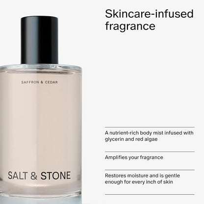 Salt & Stone Signature Scent Duo Set | 48 Hour Aluminum-Free Deodorant & Hydrating Body Mist | Skincare-Infused Deodorant & Body Spray | Saffron & Cedar