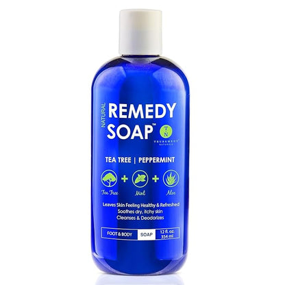 Truremedy Naturals 12 oz Tea Tree Oil Body Wash - Invigorating Tea Tree Soap with Peppermint, Aloe, Eucalyptus, Coconut and Olive Oil - Refreshing Body Wash for Men and Women - Shower Gel Cleanser