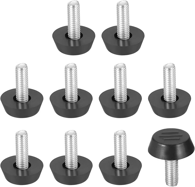 PATIKIL 10 Pcs M6 x 17mm Thread Adjustable Furniture Levelers, Furniture Feet Levelers Screw on Steel Screw in Threaded Leveling Feet Glides for Table Chair Cabinet Patio Legs