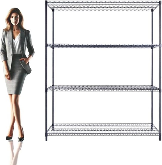NSF Commercial 4-Tier Wire Shelving with Wheels, 60"x24"x72" Heavy Duty Metal Shelves 3200 lbs Max Capacity, Black Storage Rack for Garage Kitchen Pantry Warehouse