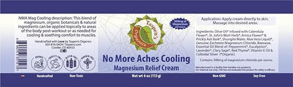 Taspen's Organics Magnesium No More Aches Cooling Cream - Muscle Relief- Sore Muscles & Post-Workout Recovery - Natural Comfort for Tension & Cramps - Made in USA (4 oz)