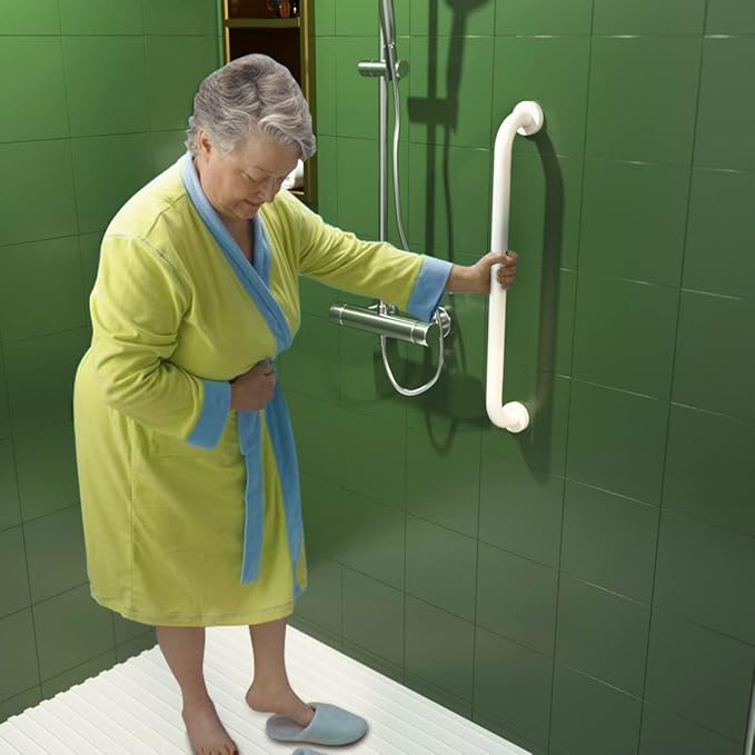 24 Inch Anti Slip Shower Grab Bar Oil Rubbed White 1.25" Diameter,Munzong Bathroom Grab Bar, Knurled Bathroom Balance Bar,Safety Hand Rail Support Handicap Elderly Senior Assist Bath Handle