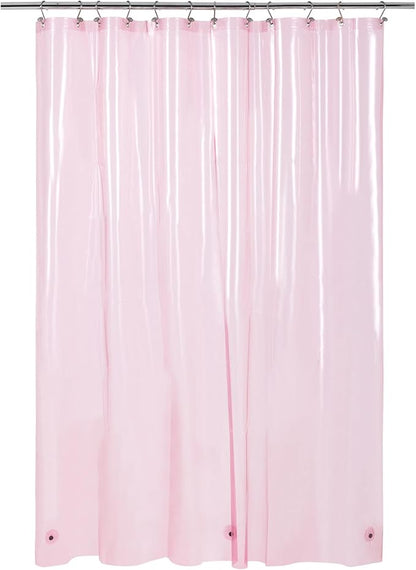 Barossa Design Clear Pink Long Shower Curtain Liner 78" Height - 3 Magnets & Waterproof Lightweight PEVA Shower Liner for Bath Tub, PVC Free, Metal Grommets, Clear Pink, 72x78