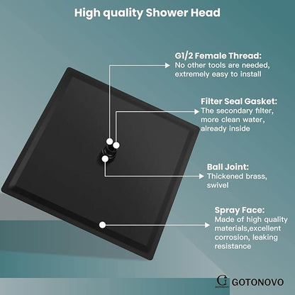 gotonovo Shower System with Tub Spout Wall Mounted Rain Shower Head and Handle Combo Shower Faucet Set with Valve, 8 Inch, Oil Rubbed Bronze