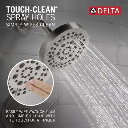 Delta Faucet Saylor 14 Series Brushed Nickel Tub and Shower Faucet Combo, Bathtub and Shower System, Shower Trim Kit, Bathtub Faucet Set, Shower Tub Faucet, Stainless T14435-SS (Valve Not Included)
