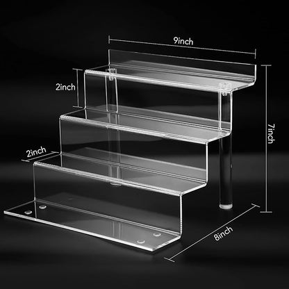 9 Inch Acrylic Shelf for Perfume Organizer in 2 Pack, 4 Tier Funko POP Shelves, Cologne Organizer Tiered Riser Display Stand, Acrylic Display for Decoration