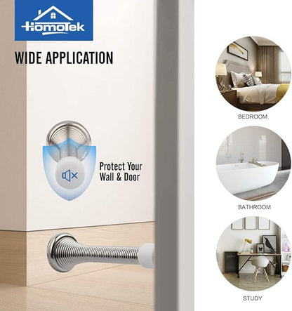 HOMOTEK 40 Pack Spring Door Stopper with Rubber Bumper Satin Nickel 3-1/8" Flexible Spring Heavy Duty Wall Door Stop Low Mounted Door Bumper for Home (Satin Nickel)