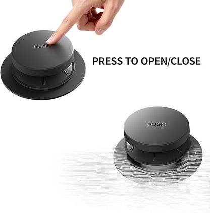 Bathtub Drain Stopper Toe Taps Bathroom Sink Decoration Set, with Two Holes Overflow Opening Cover Panel, Replacementversion Drain Pipe Assembly, with Universal Fine & Coarse Thread (Matte Black)