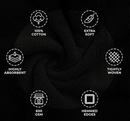 Avalon Towels Luxury Washcloths (Value Pack of 12) – Premium Cotton, Soft & Absorbent Wash Cloths for Body and Face, Hotel and Spa Quality Wash Clothes, Quick Dry and Machine Washable (Black)