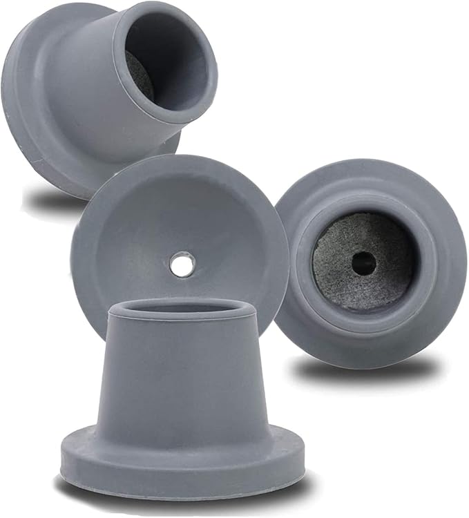 Replacement Feet for Shower Chair Bath Seat, Shower stools and Transfer Bench, Non-Skid Shower Bench and Tub Transfer Benches Rubber Suction Cup Feet, Metal Insert Reinforced (1-1/8" I.D, Grey)