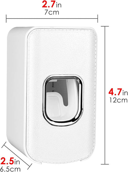 2 Slot Toothbrush Holder and Toothpaste Dispenser Wall Mounted, Automatic Toothpaste Squeezer, 2 in 1 Tooth Brush Toothpaste Organizer for Shower (White 2Pack)