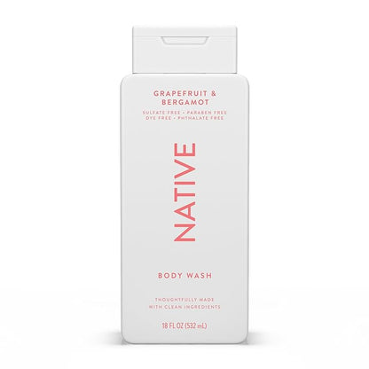Native Body Wash Contains Naturally Derived Ingredients | For Women & Men, Sulfate, Paraben, & Dye Free Leaving Skin Soft and Hydrating | Grapefruit & Bergamot 18 oz