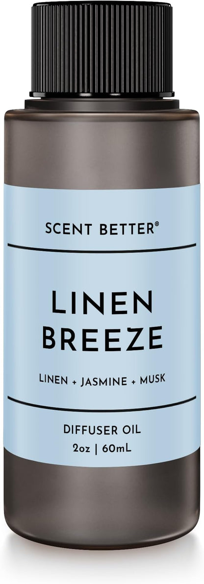 Scent Better Linen Breeze Aroma Essential Oil Blend: an Aromatherapy Blend of Linen, Jasmine, and Musk for Ultrasonic Diffusers & Nebulizers (2 Fl Oz, 60 mL)