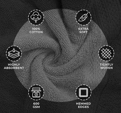Avalon Towels Luxury Washcloths (Value Pack of 12) – Premium Cotton, Soft & Absorbent Wash Cloths for Body and Face, Hotel and Spa Quality Wash Clothes, Quick Dry and Machine Washable (Grey)