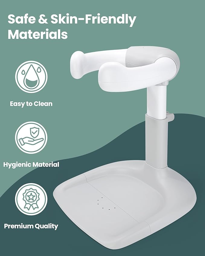 Baby Shower Stand for Infant to Toddler 6–36 Months, Baby Bath Stand Support with Adjustable Height, Anti-Slip Stable Design, Multi-Purpose Toddler Bath Helper, Infant Shower Gifts, Gray