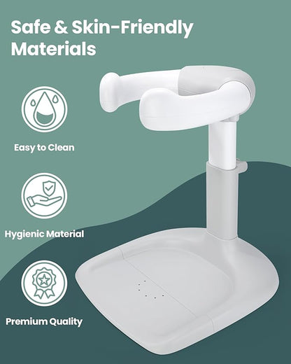 Baby Shower Stand for Infant to Toddler 6–36 Months, Baby Bath Stand Support with Adjustable Height, Anti-Slip Stable Design, Multi-Purpose Toddler Bath Helper, Infant Shower Gifts, Gray