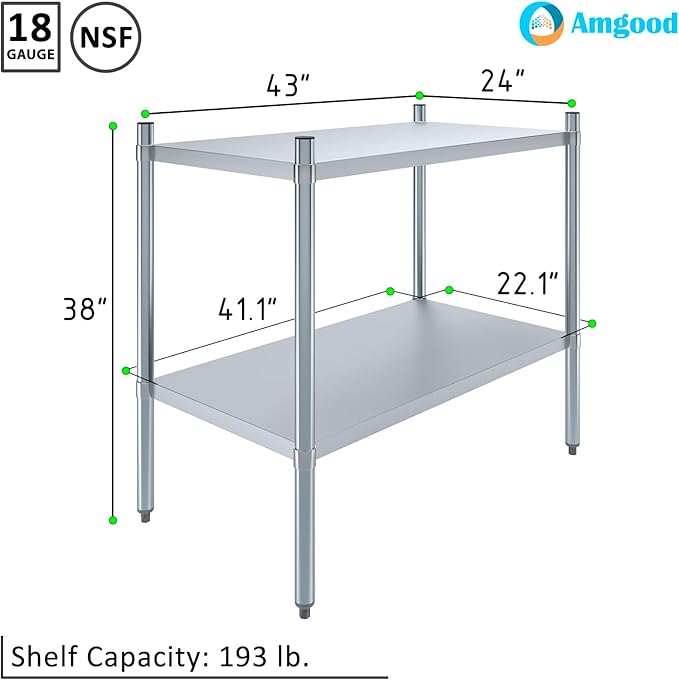 AmGood 2 Tier Galvanized Steel Dry Storage Unit. 24 in. x 43 in. x 38 in.