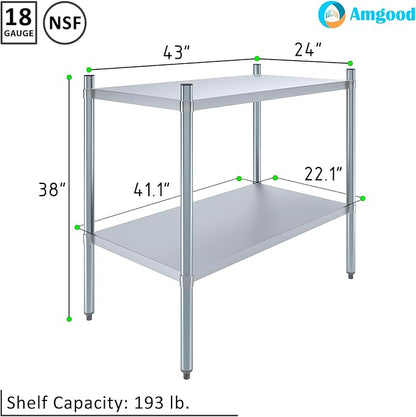 AmGood 2 Tier Galvanized Steel Dry Storage Unit. 24 in. x 43 in. x 38 in.