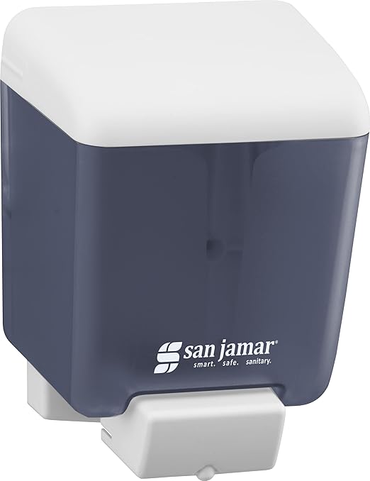 San Jamar Classic Plastic Manual Soap Dispenser, Hand Sanitizer Dispenser with Universal Compatibility for Home, Bathroom, Kitchen, Restooms, Restaurants, 30 Ounces, Arctic Blue