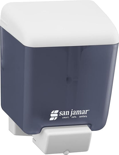 San Jamar Classic Soap Dispenser for Public Restrooms, Manual, Wall Mounted, Refillable, Plastic, 30 Ounce Capacity, Arctic Blue (Pack of 6)
