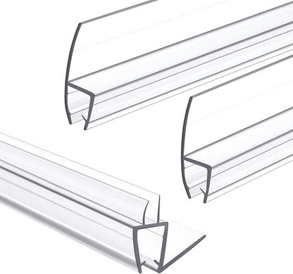 Shower Door Bottom&Side Seal Set 3PCS, 78" (1981mm) Length H-Type PVC Strip for 1/2" (12mm) Thick Frameless Glass Door, to Stop Water Leaks