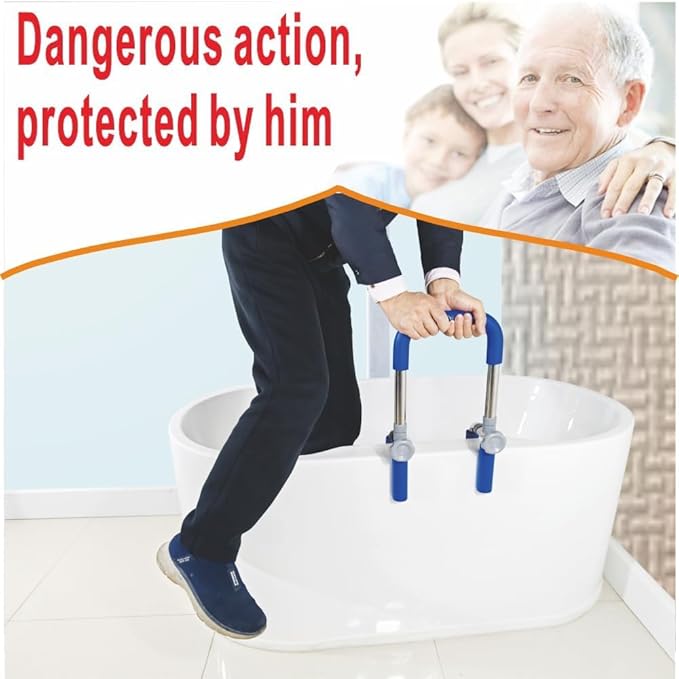 Bathroom Grab Bars for Bathtubs and Showers 304 Stainless Steel Adjustable Bathtub Safety Rail for Seniors,Sturdy and Durable Tub Grab Bar, Assistance Bathtub Handle Clamp for Bath Support