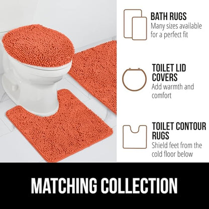 GORILLA GRIP Bath Rug Mat 60x24, Thick Soft Absorbent Chenille, Quick Dry Microfiber Mats, Rubber Backing Washable Shower Floor Rugs, Bathmat Runner, US Designed Bathroom Home Decor Accessories Coral