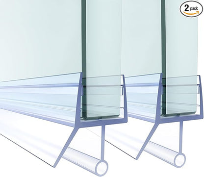 Shower Door Bottom Seal,2 PCS 1/2" X 36" Shower Door Sweep for 1/2 Inch Glass,Frameless Glass Door Seal Strip to Seal 12mm Gap - Stop Shower Leaks and Create a Water Barrier