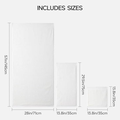 REDKISS Luxury Bath Towel Set of 8, 100% Cotton Bathroom Towels Set with 2 Bath Towels, 2 Hand Towels, 4 Washcloths, Ultra Soft Highly Absorbent Towels for Bathroom, Gym, Hotel, Spa, White