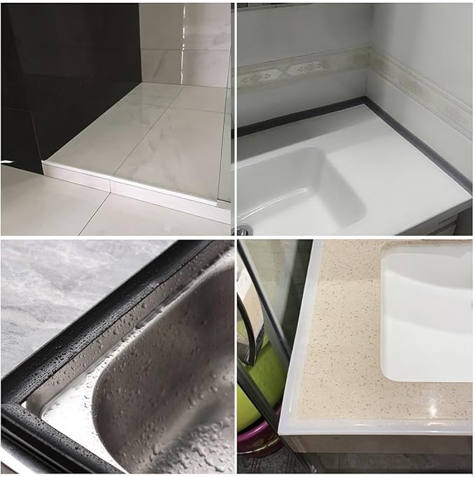 118"Shower Threshold Water Dam Barrier,Shower Dam Water Stopper for Frameless Shower Door Bottom,Silicone Sink Splash Guard for Kitchen Bathroom,Corner Shower Water Guard for Bathtub,Transparent