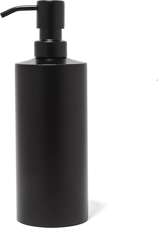 Black Soap Dispenser Stainless Steel for Bathroom and Kitchen Sink, 15oz Refillable Round Rustproof Hand Dish Soap Dispenser Pump for Detergent, Lotion, and Countertop