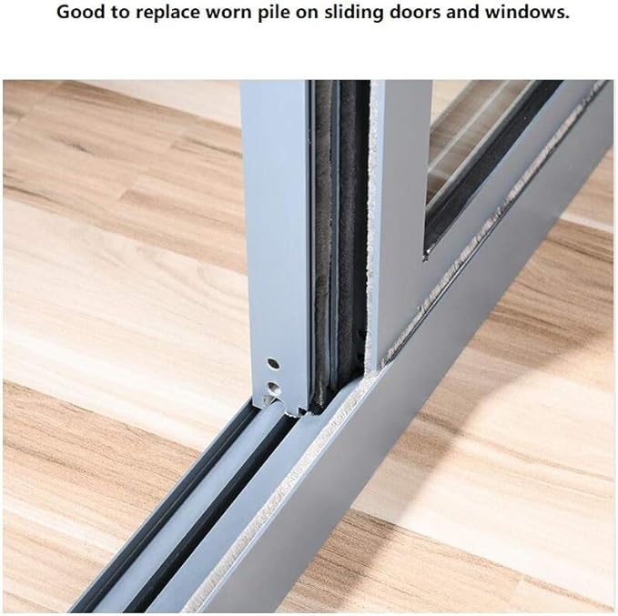TORRAMI Felt Pile Weather Stripping 11/32 inch x 3/16 inch x 16 ft, Sliding Windows and Door Frame Side Brush Seal, Draft Stopper Soundproofing, Grey