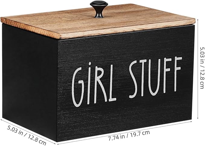 Wooden Tampon Storage Box for Bathroom, 3 Compartment Sanitary Napkin Organizer with Lid, Farmhouse Cotton Ball Holder, Feminine Product Container for Back of Toilet