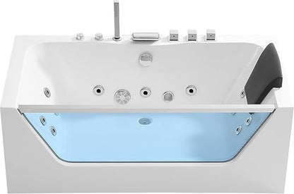 Empava 59 x 29" Whirlpool Tub,750W Acrylic Jetted Bathtub with 11 Jets,Hydromassage with Chromatherapy,3-Side Apron,58 Gallons,ETL Certified